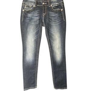 Miss Me Skinny Blue Distressed Jeans JE1052SR  Bejewelled  And Studded Sz 28/31